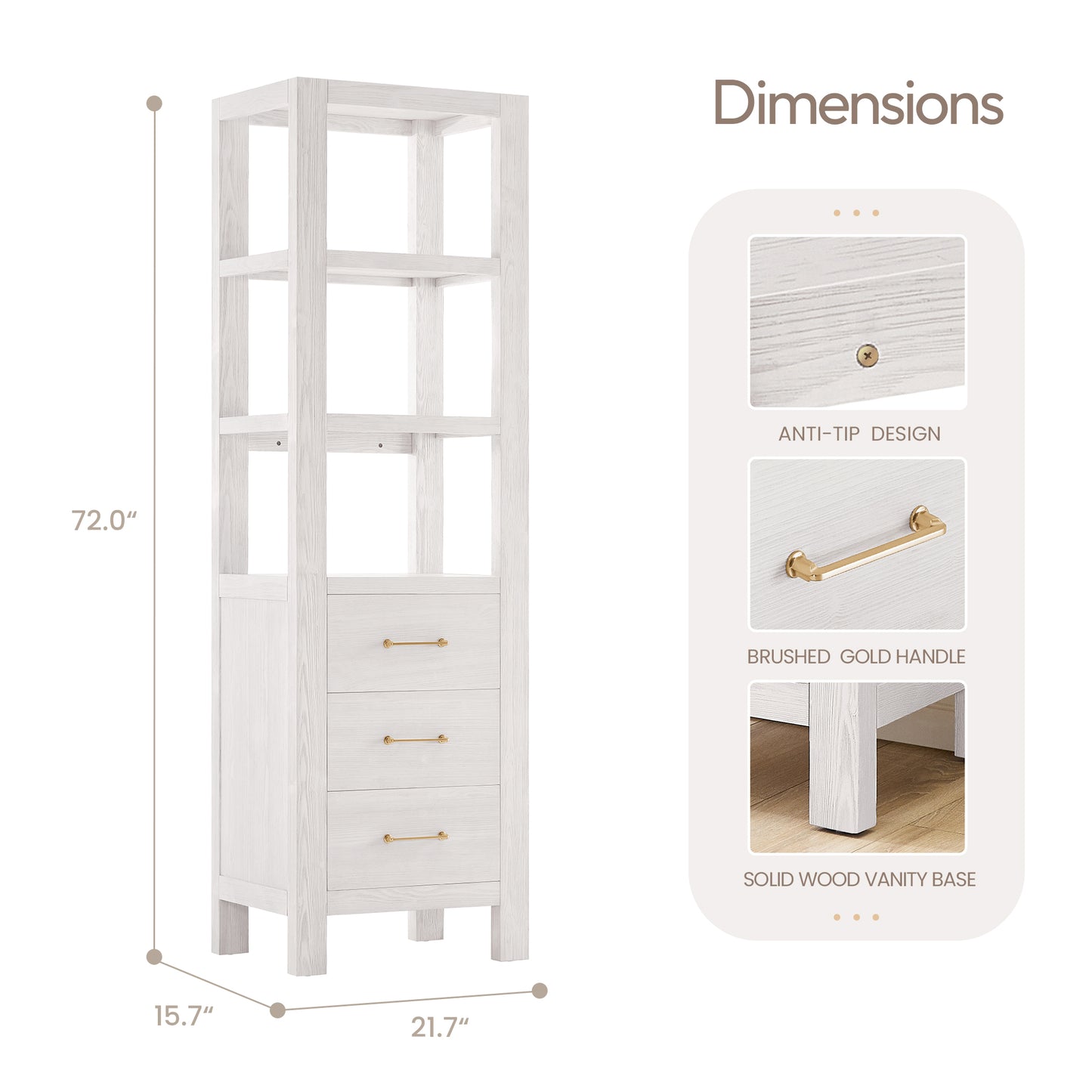 León 22" Washed White Linen Storage Cabinet