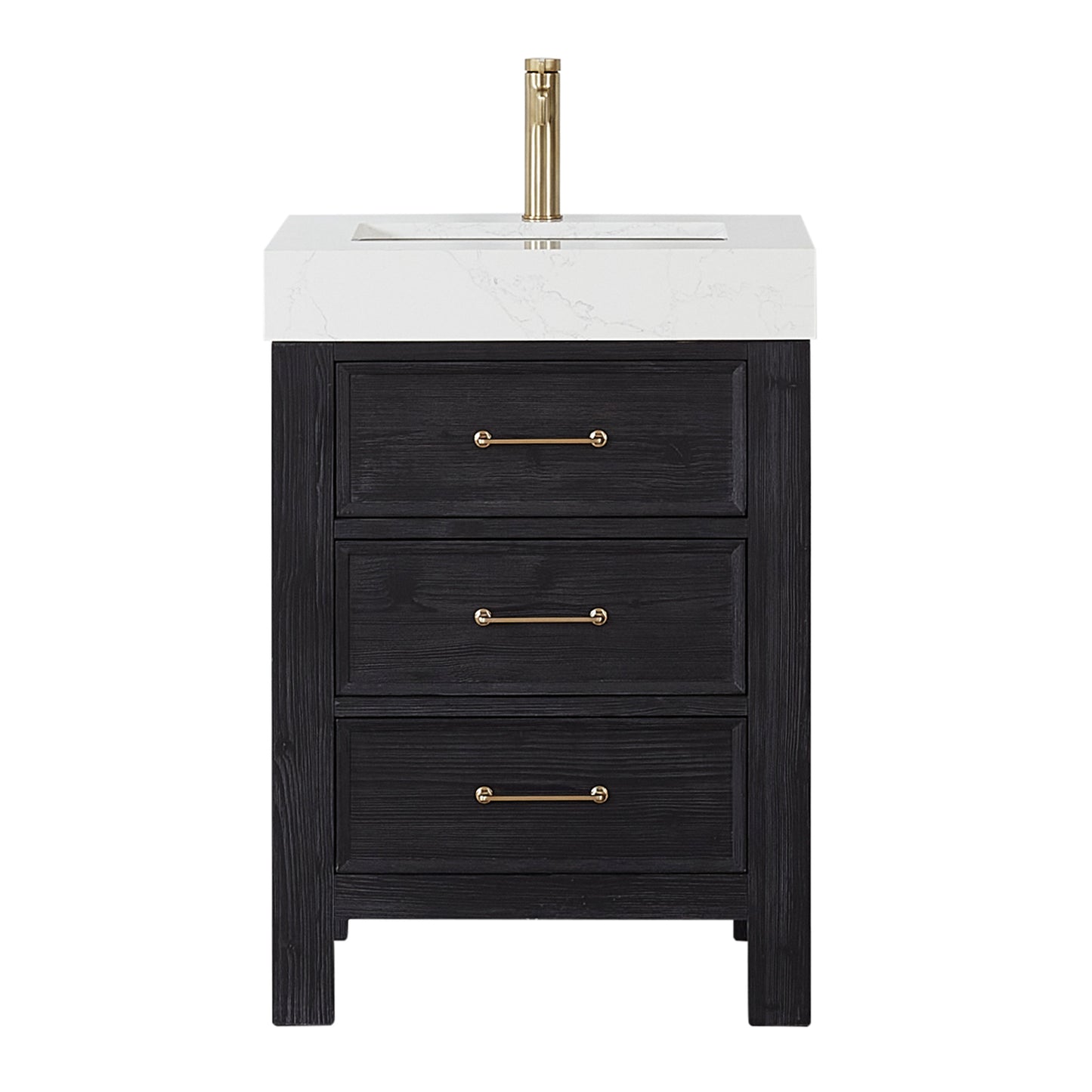 León 24" Free-standing Single Bathroom Vanity in Fir Wood Black