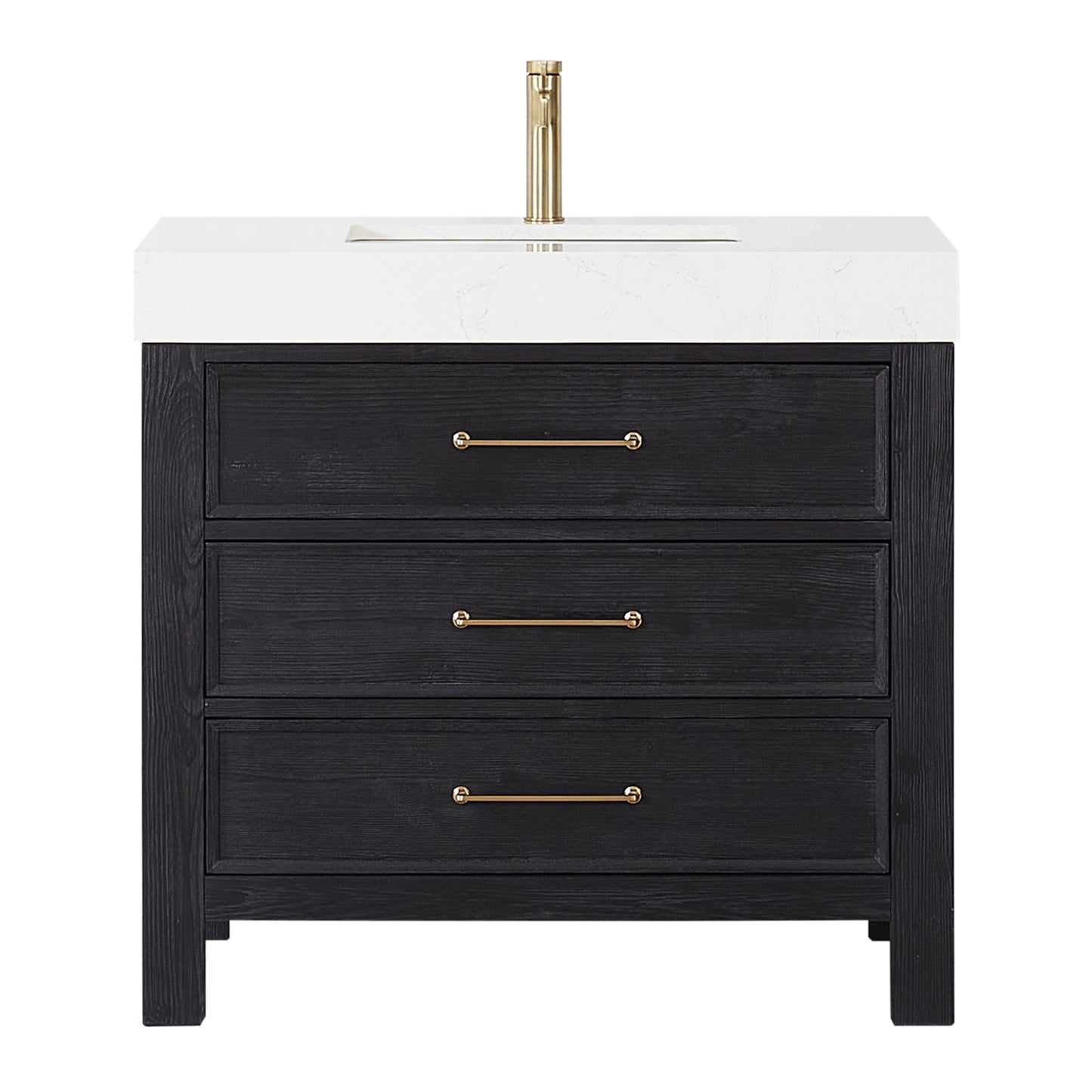 León 36" Free-standing Single Bathroom Vanity in Fir Wood Black
