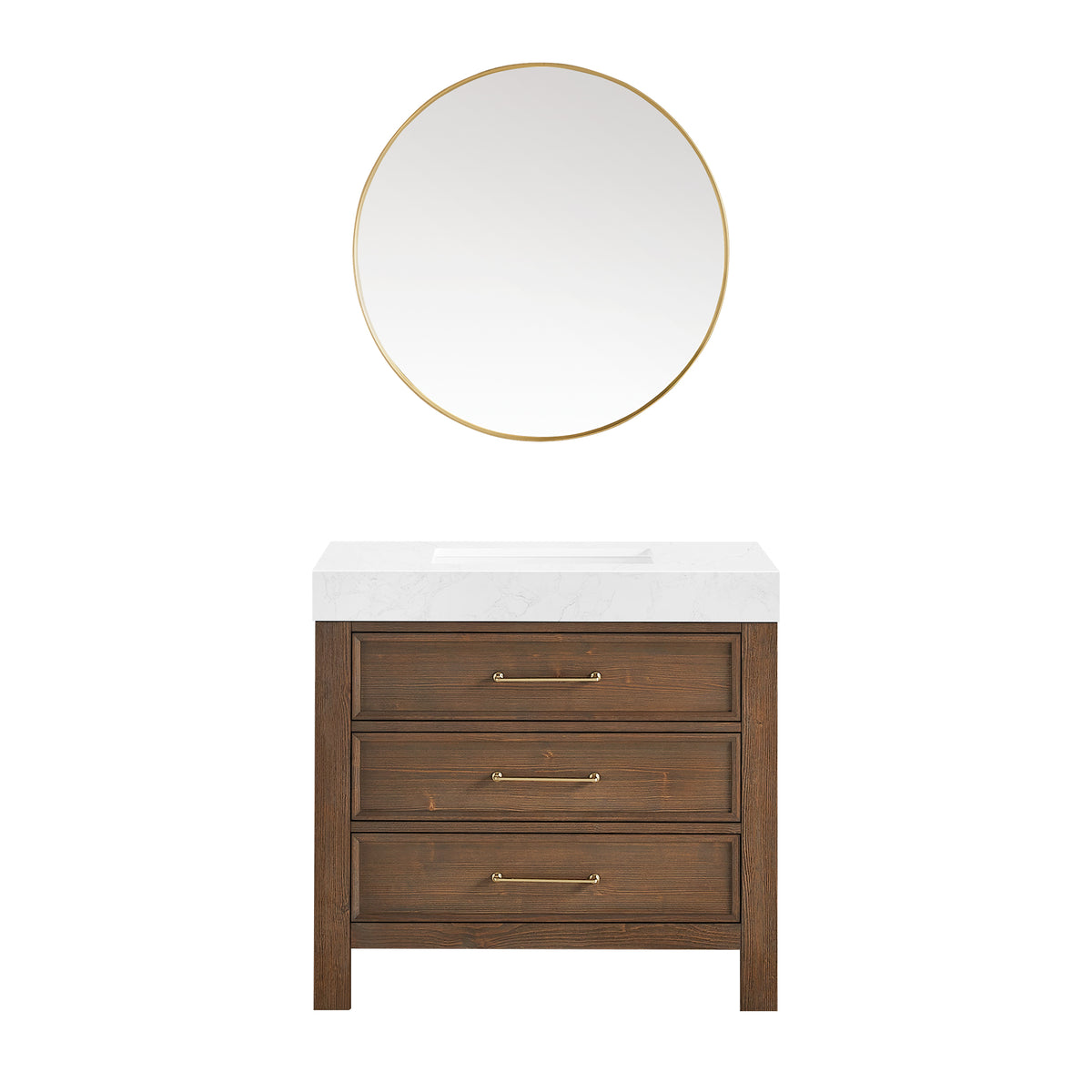 León 36" Free-standing Single Bathroom Vanity in Spruce Aged Brown with Mirror
