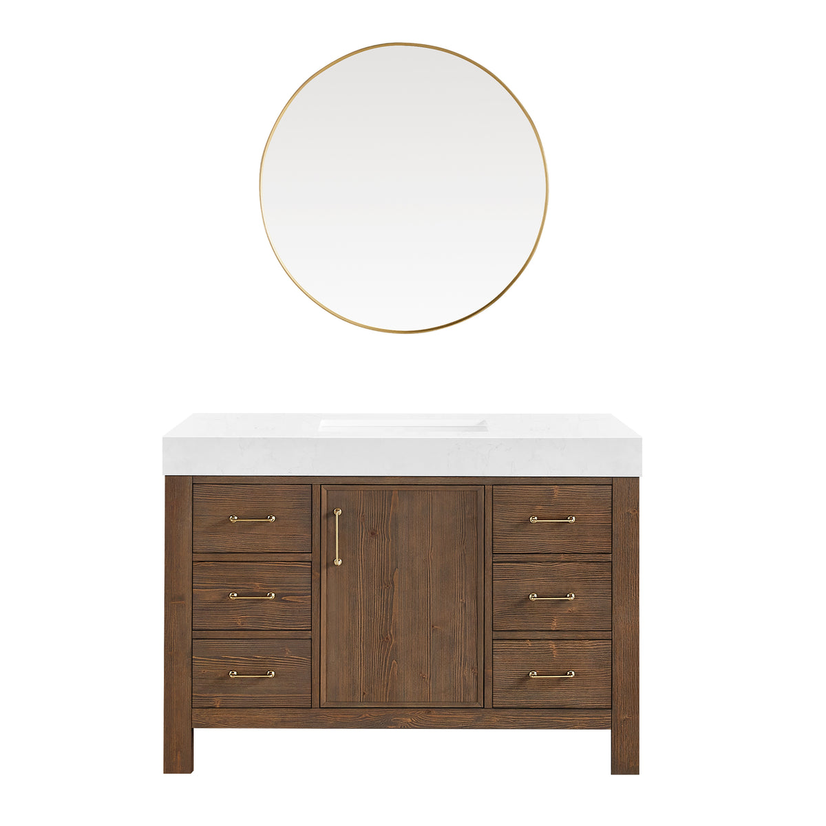 León 48" Free-standing Single Bathroom Vanity in Spruce Aged Brown with Mirror
