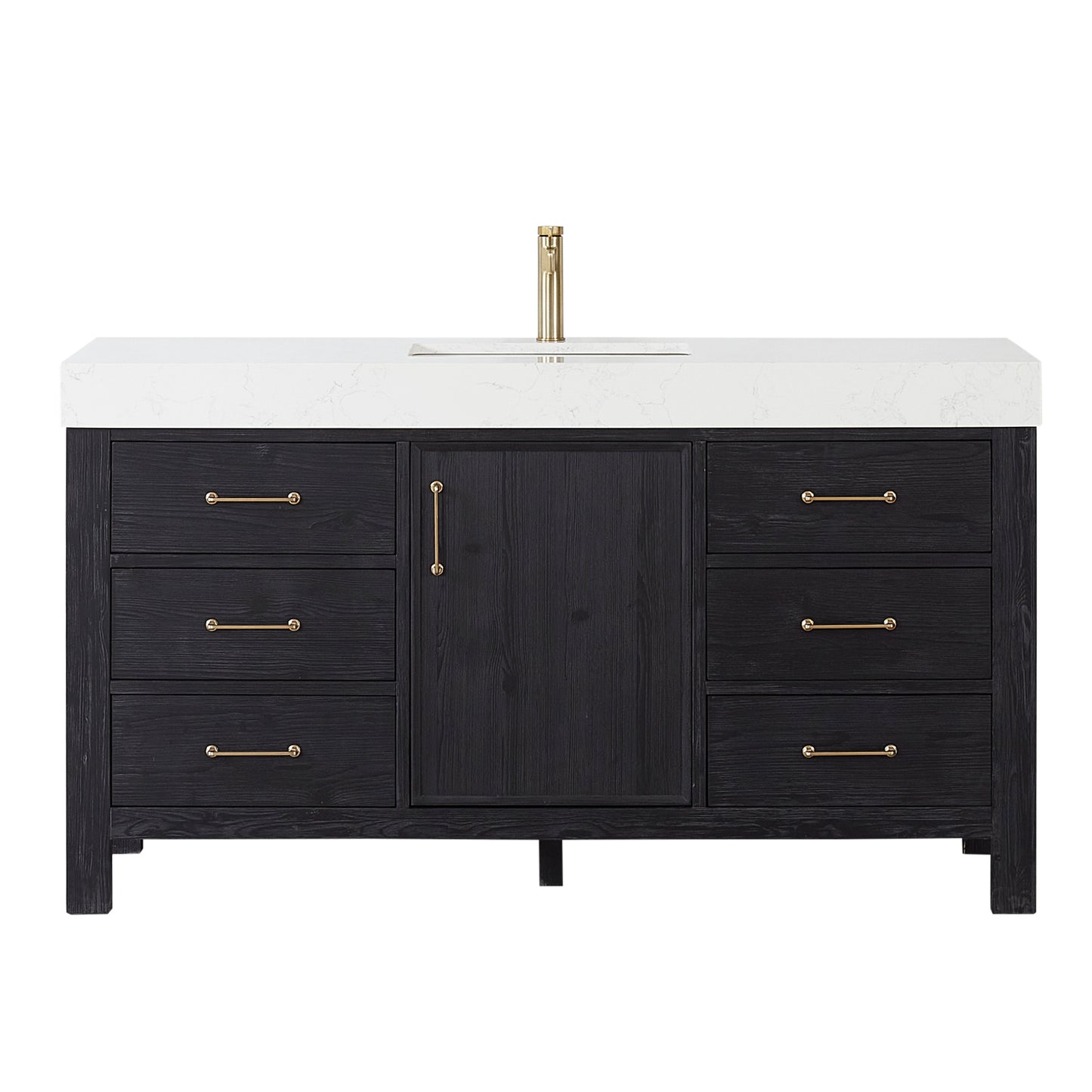 León 60" Free-standing Single Bathroom Vanity in Fir Wood Black