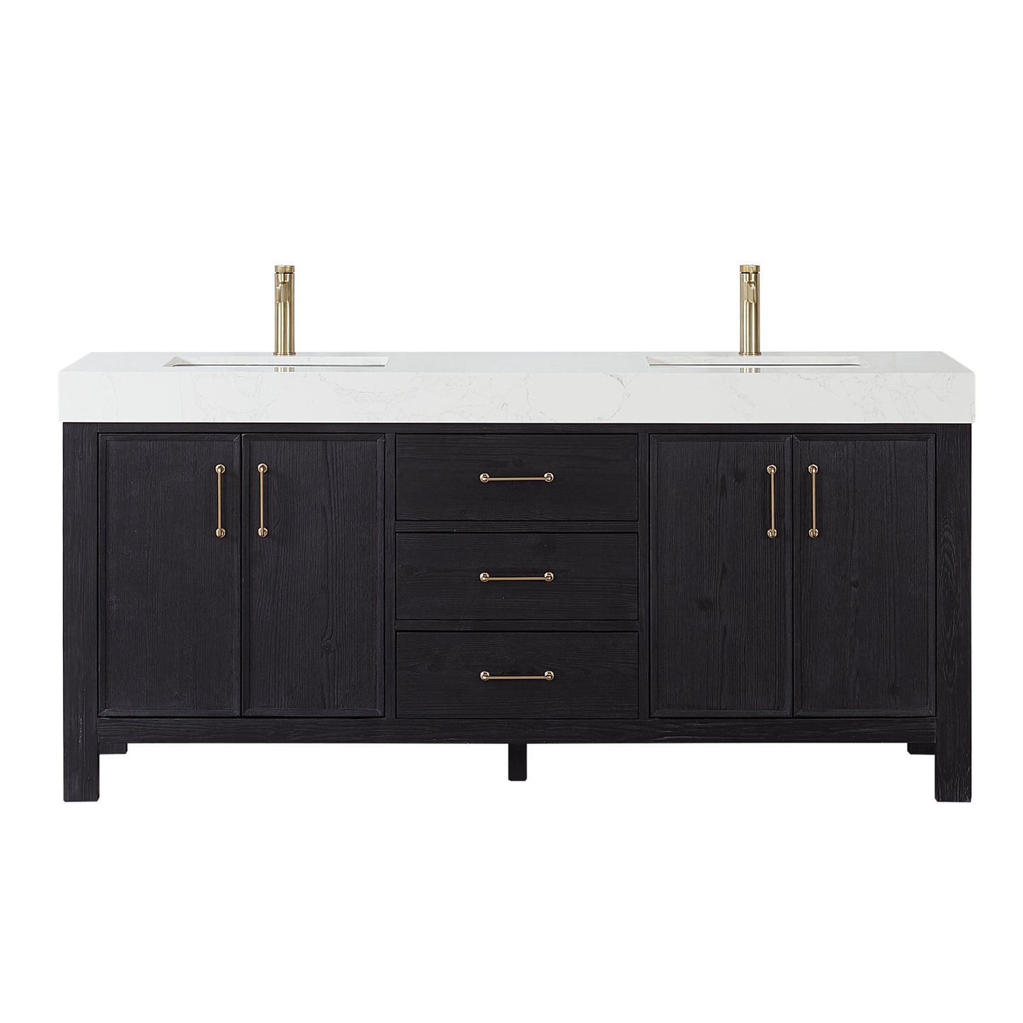 León 72" Free-standing Double Bathroom Vanity in Fir Wood Black