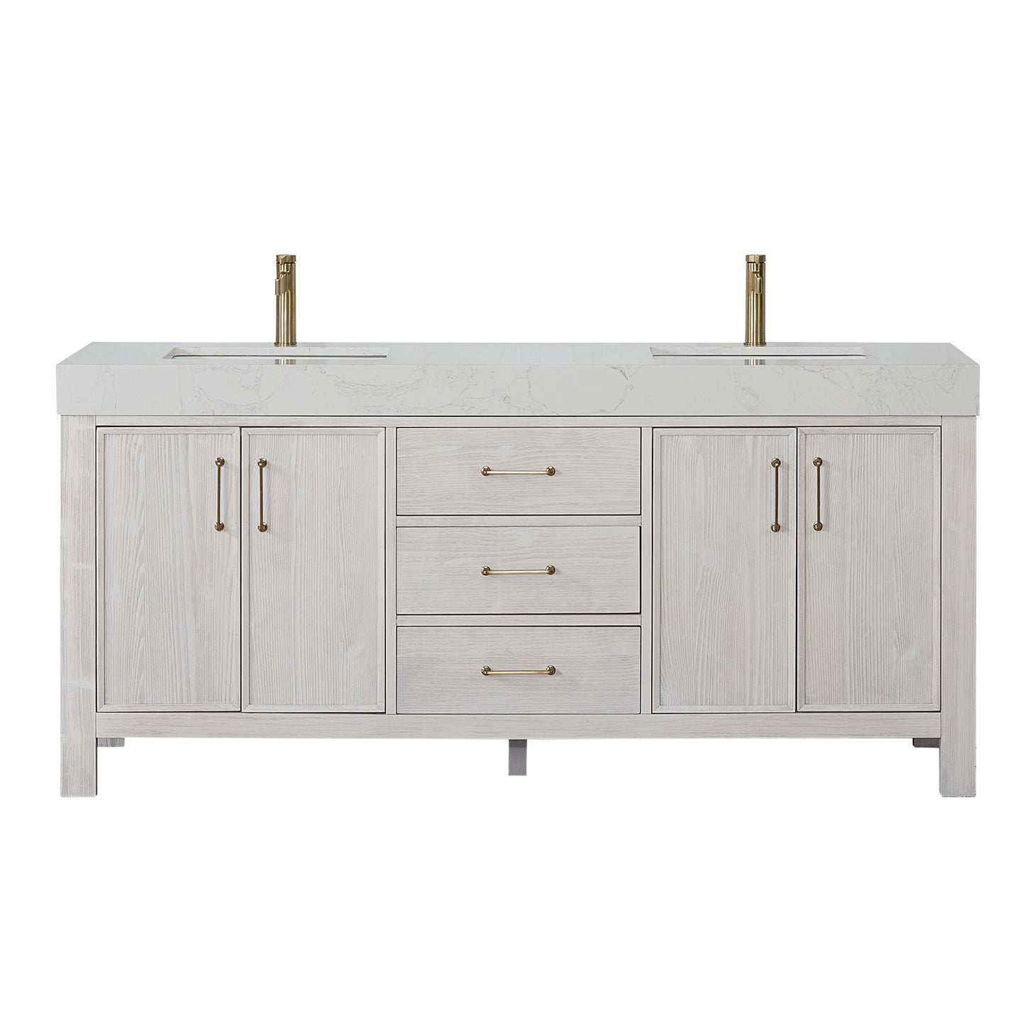 León 72" Free-standing Double Bathroom Vanity in Washed White