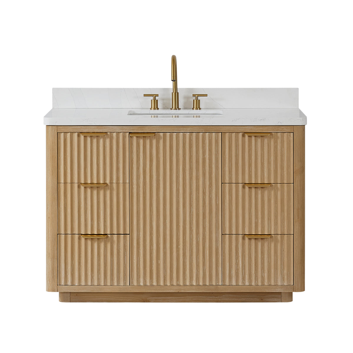 Cádiz 48in. Free-standing Single Bathroom Vanity in Washed Ash Grey with Composite top in Lightning White