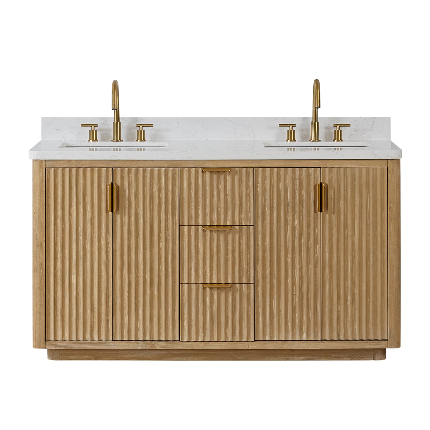 Cádiz 60in. Free-standing Double Bathroom Vanity in Washed Ash Grey with Composite top in Lightning White