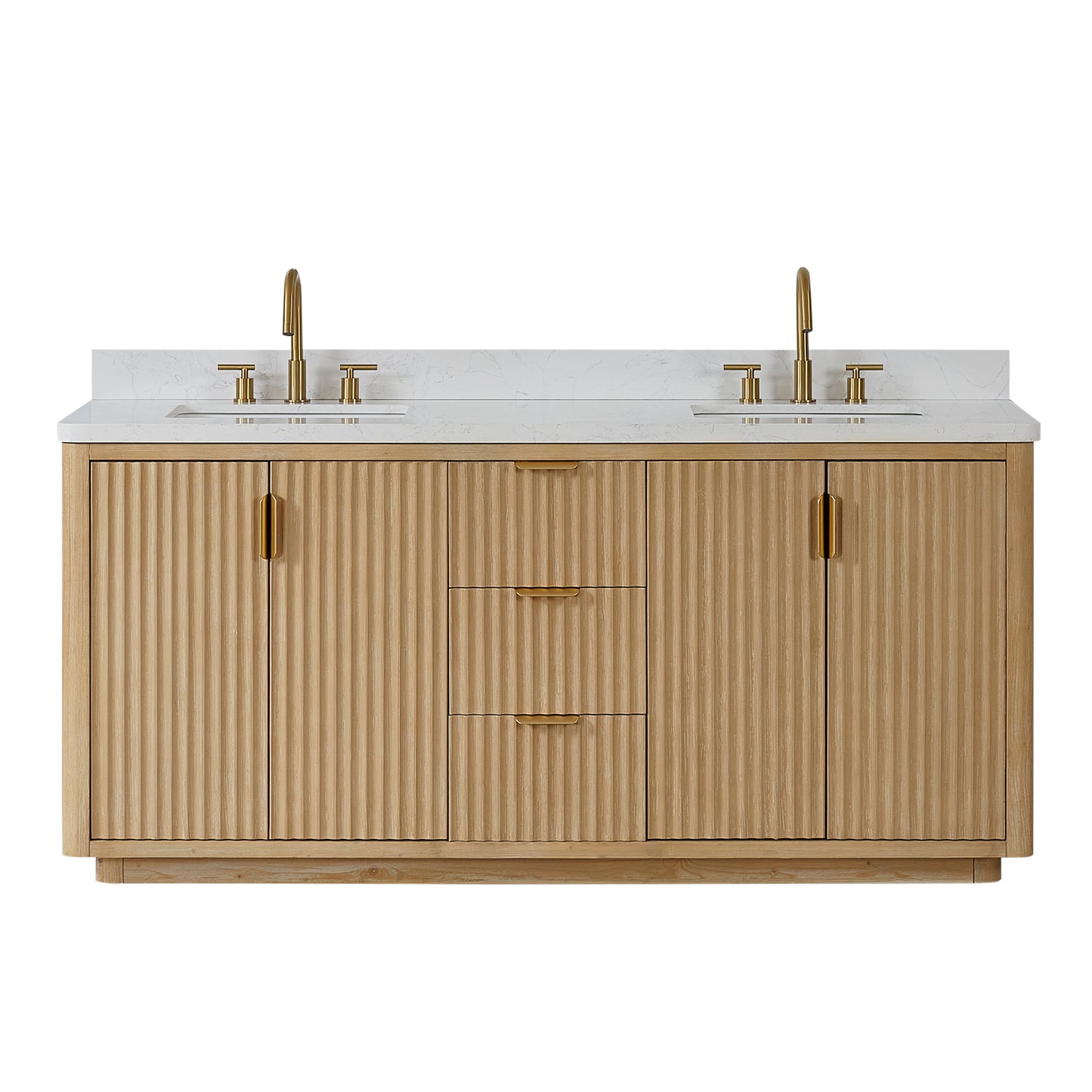 Cádiz 72in. Free-standing Double Bathroom Vanity in Washed Ash Grey with Composite top in Lightning White