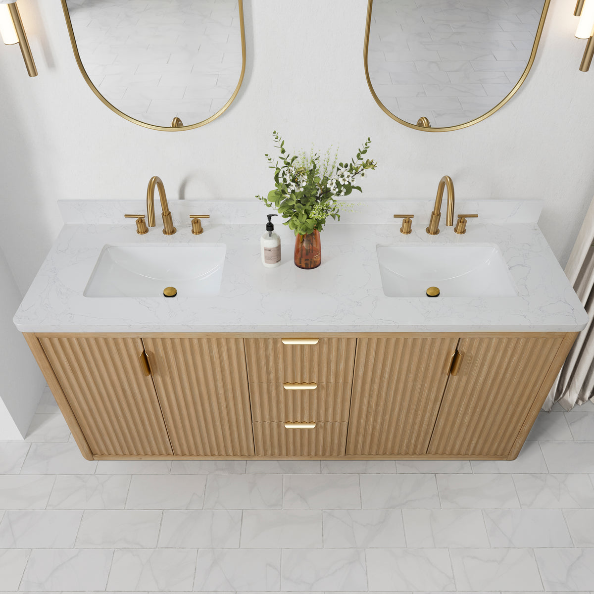 Cádiz 72in. Free-standing Double Bathroom Vanity in Washed Ash