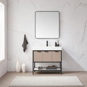 Open image in slideshow, Marcilla 36&quot; Single Sink Bath Vanity in Almond Coffee with One-Piece Composite Stone Sink Top
