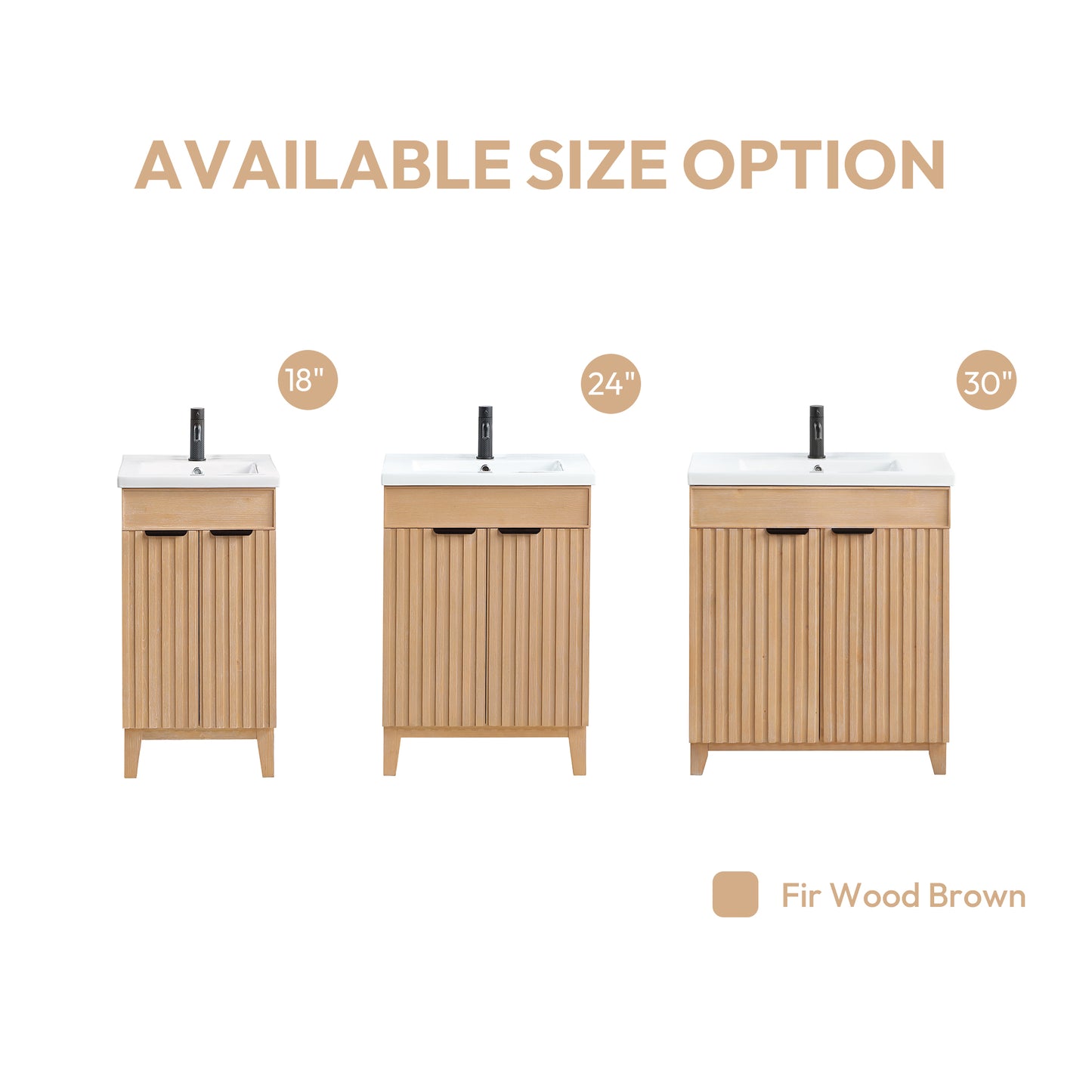 Palos 30" Free-standing Single Bath Vanity in Fir Wood Brown with Drop-In White Ceramic Basin Top
