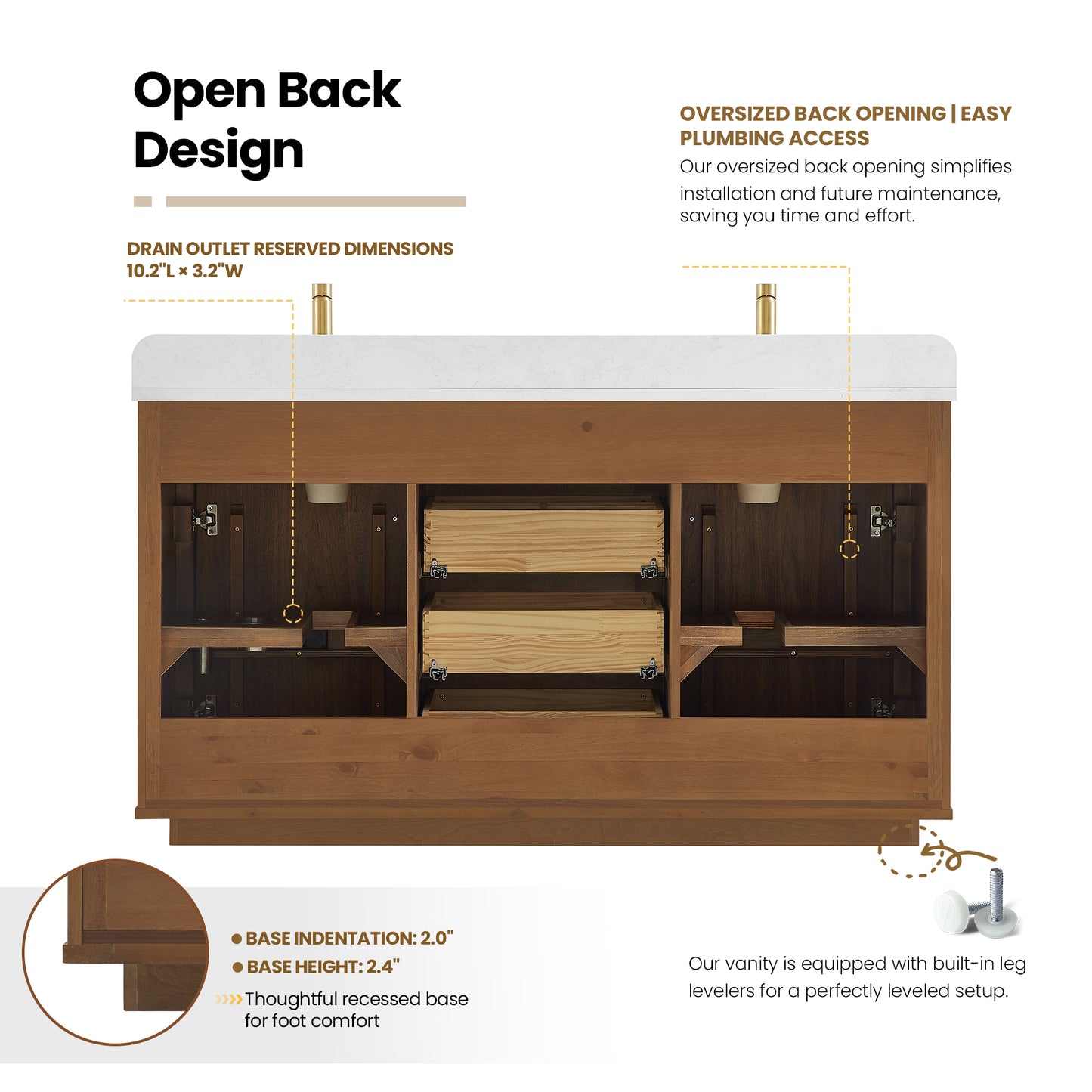 Zogno 60M" Double Sink Bath Vanity in Natural Walnut