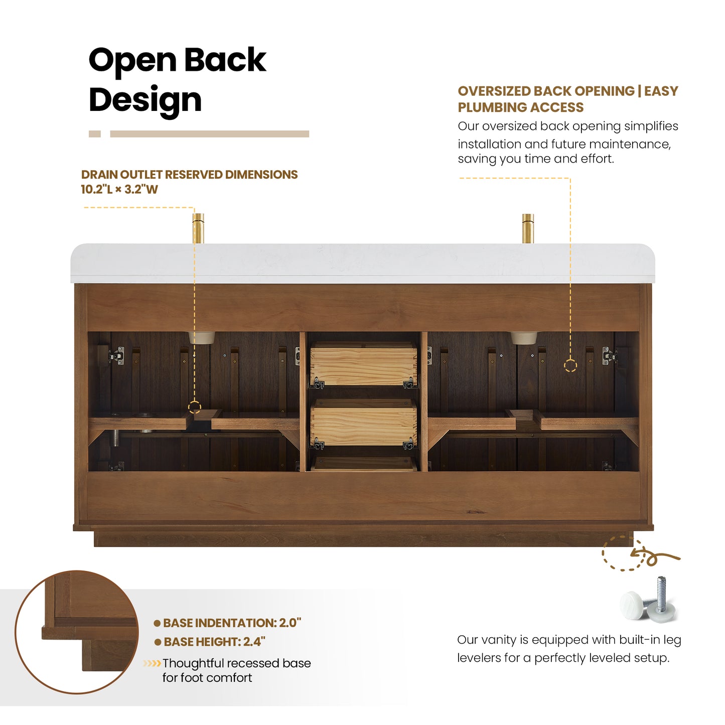 Zogno 72" Double Sink Bath Vanity in Natural Walnut