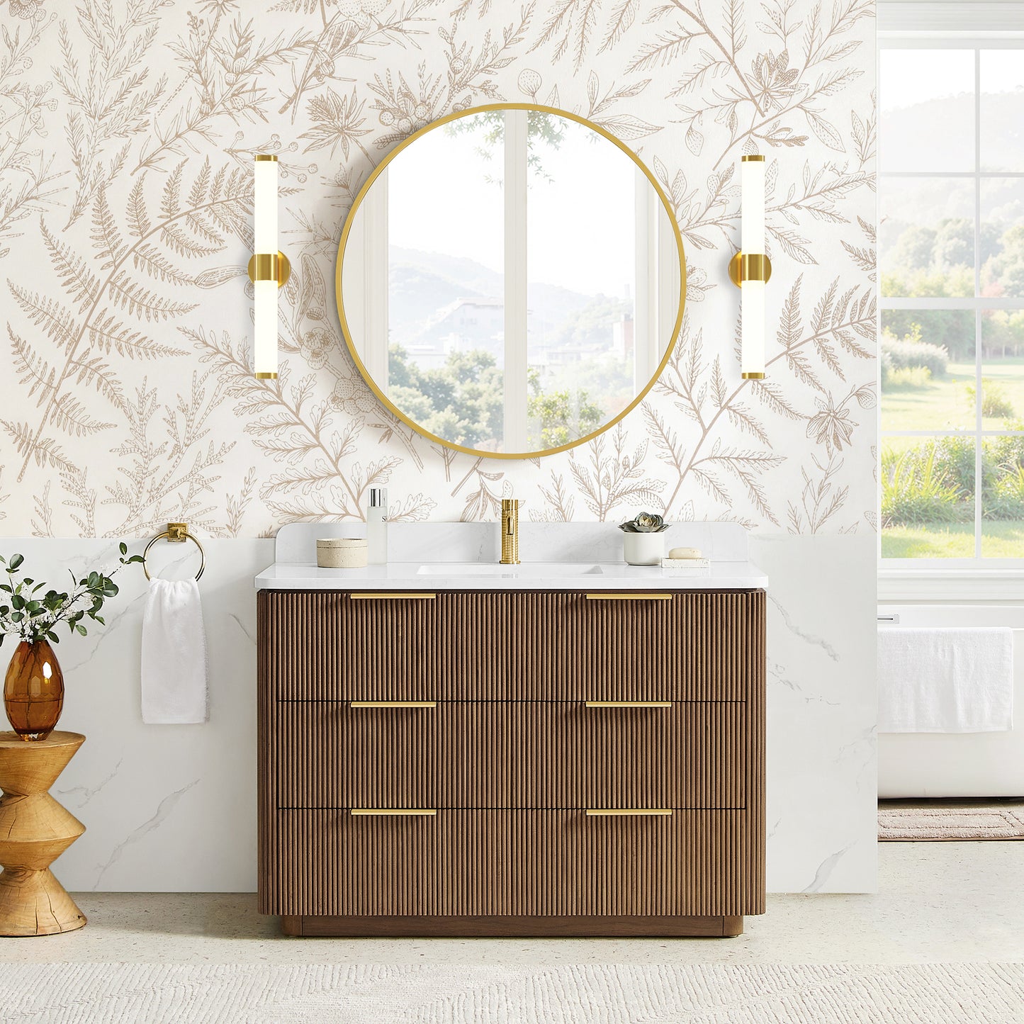 Zanica 48" Single Sink Bath Vanity in Oak Light Walnut