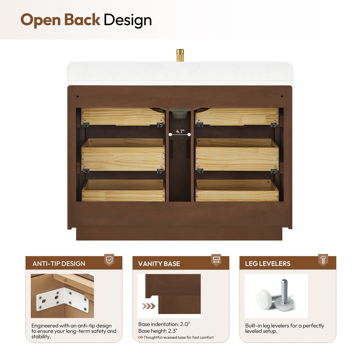 Zanica 48" Single Sink Bath Vanity in Oak Light Walnut
