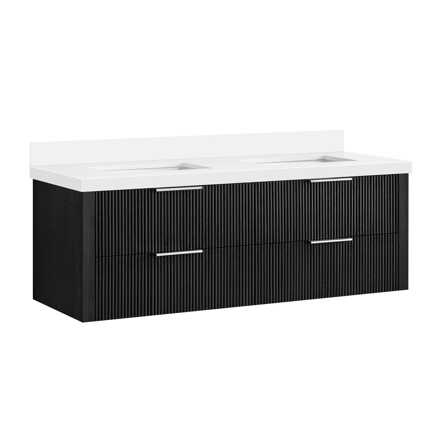 Barcelona 60M" Floating Double Bath Vanity in Oak Weathered Black