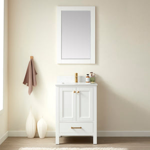 Shannon 24" Single Vanity in White and Composite White Carrara Stone Countertop