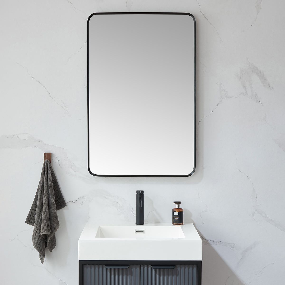  Minuover Wall Mount Mirror for Bathroom, Brush Black