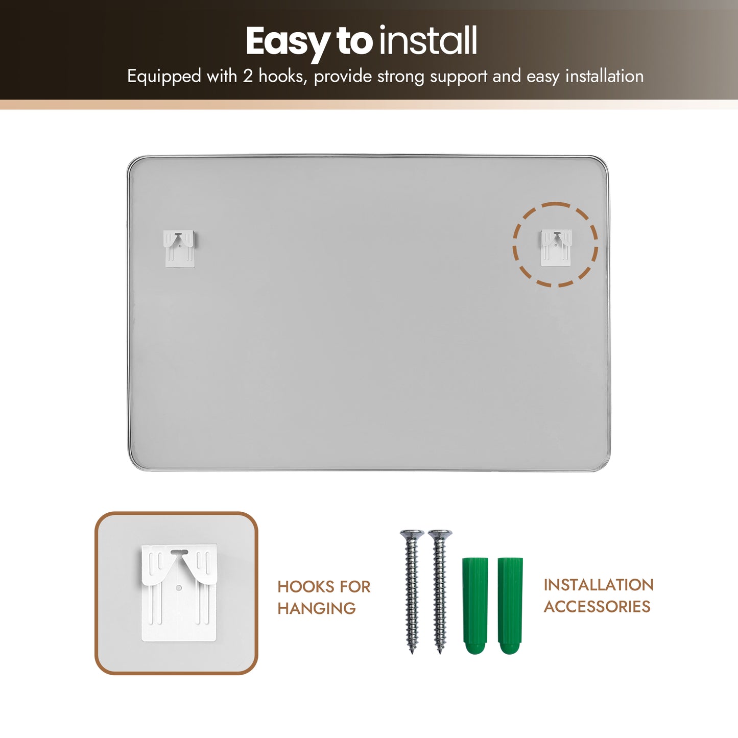 Mutriku 48" W x 32" H Rectangle Metal Wall Mirror in Satin Nickel