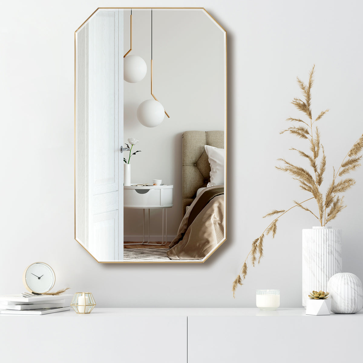 Sabadell 24 in. W x 40 in. H Octagon Metal Wall Mirror – Vinnova