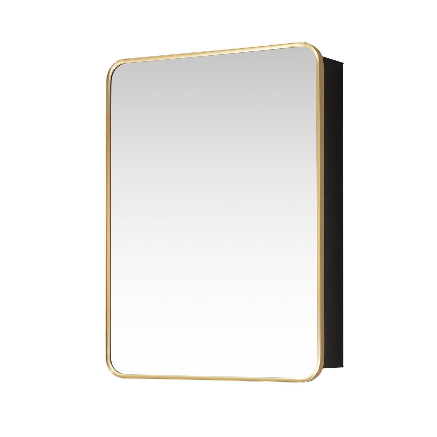 Talayuela 24"W x 32"H Rectangular Aluminum Framed Medicine Cabinet in Brushed Gold