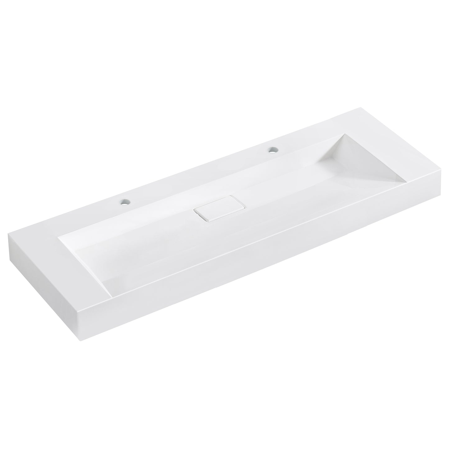 Vinnova Vera 60" Rectangular White Composite Granite Stone Console Bathroom Vanity Sink