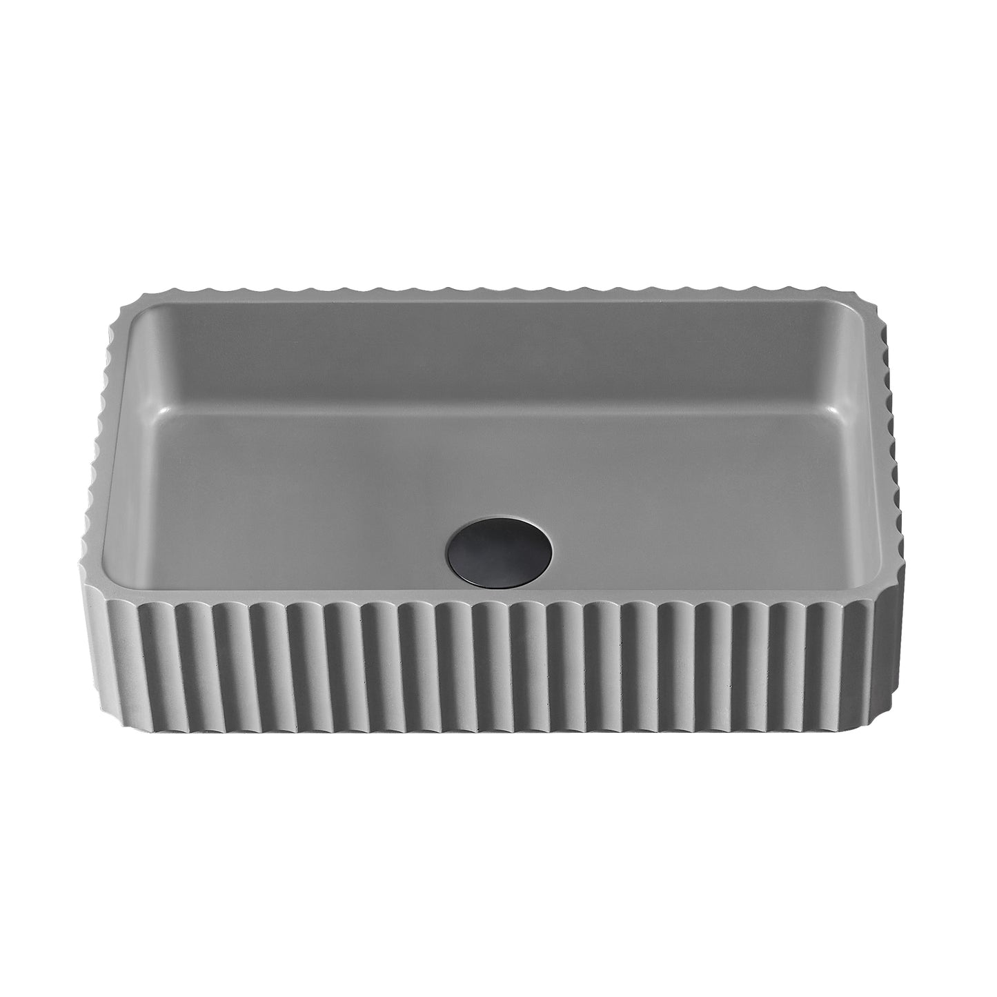 Vinnova Sao Paulo Grey Concrete Rectangular Vessel Bathroom Sink