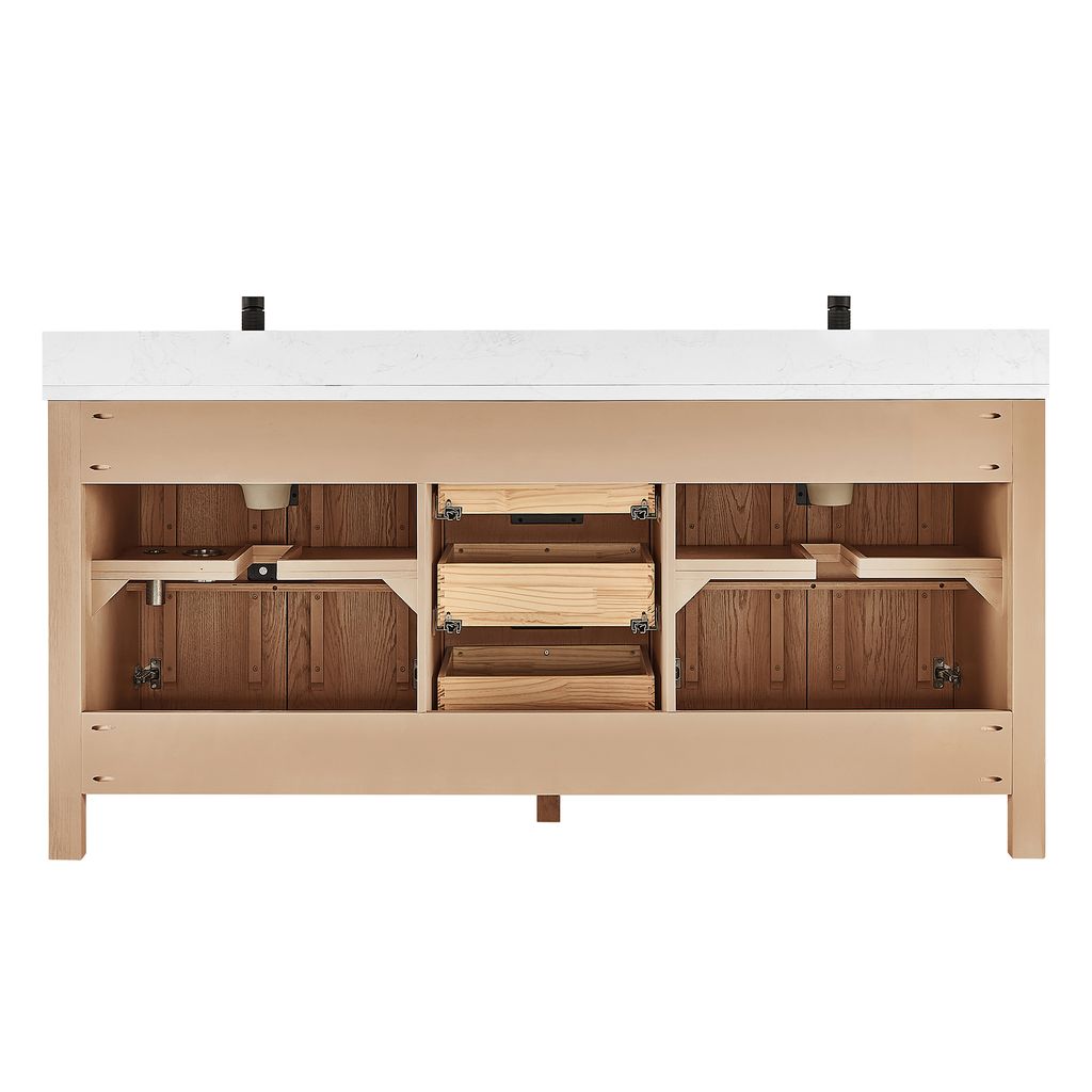 Shenzhen 72" Double Sink Bath Vanity in Aged Natural Oak