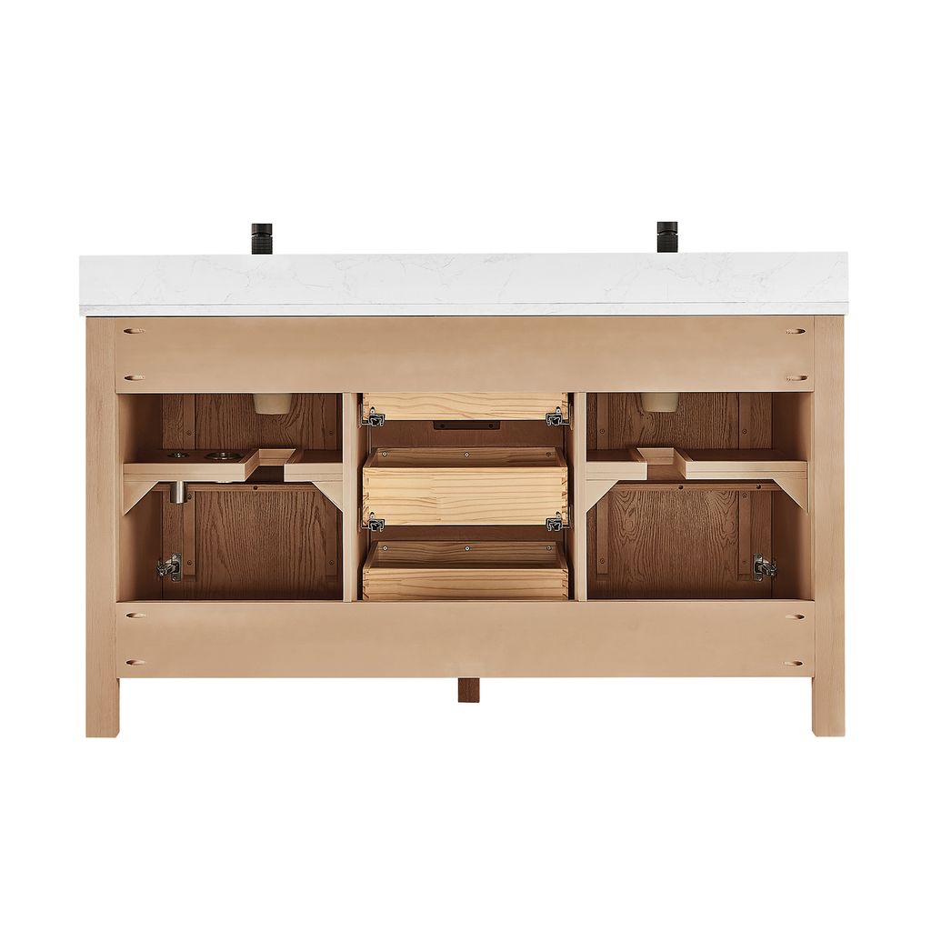Shenzhen 60M" Double Sink Bath Vanity in Aged Natural Oak