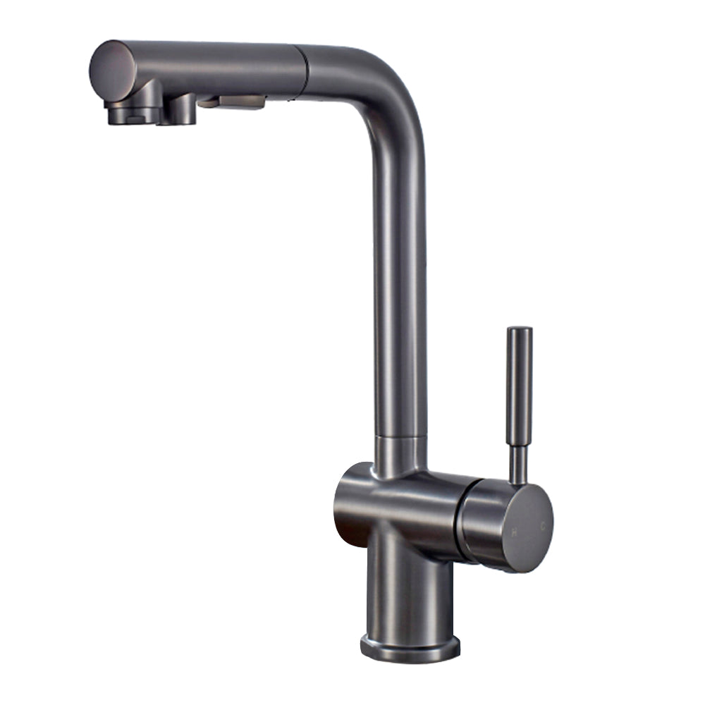 ALPHAUCET Single Handle Pull-Out Sprayer Kitchen Faucet in Gun Gray