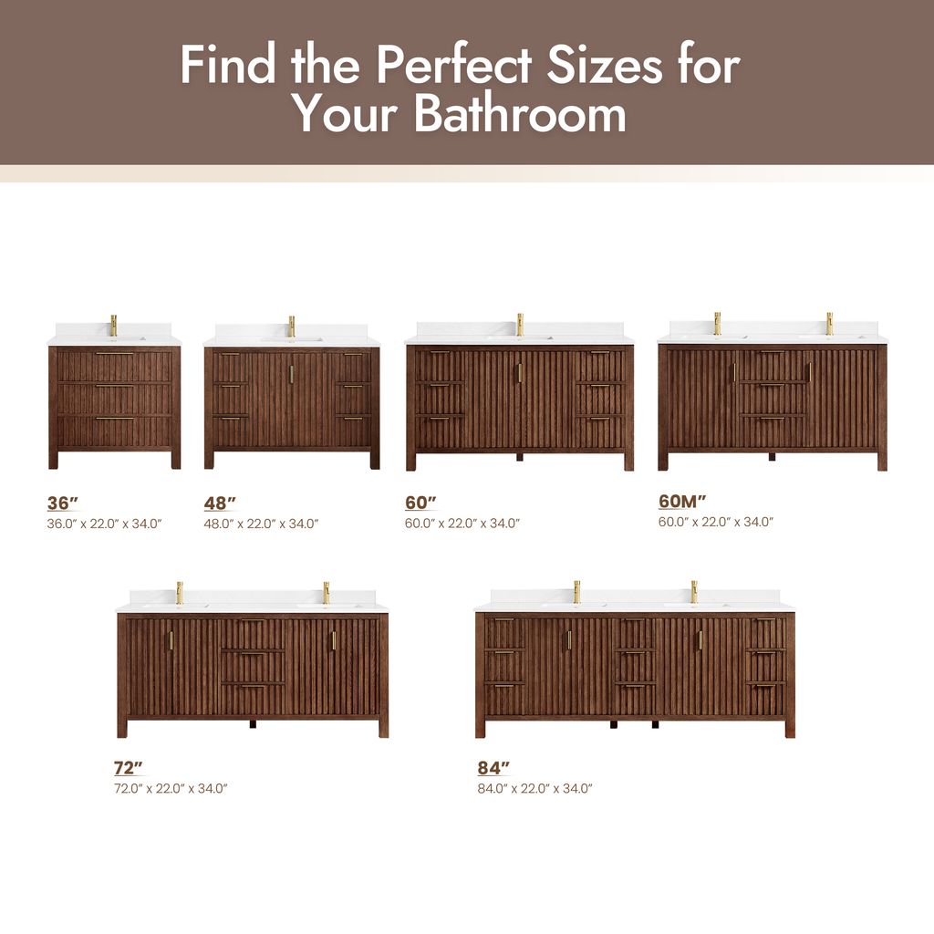 Shenzhen 60M" Double Sink Bath Vanity in Aged Dark Brown Oak