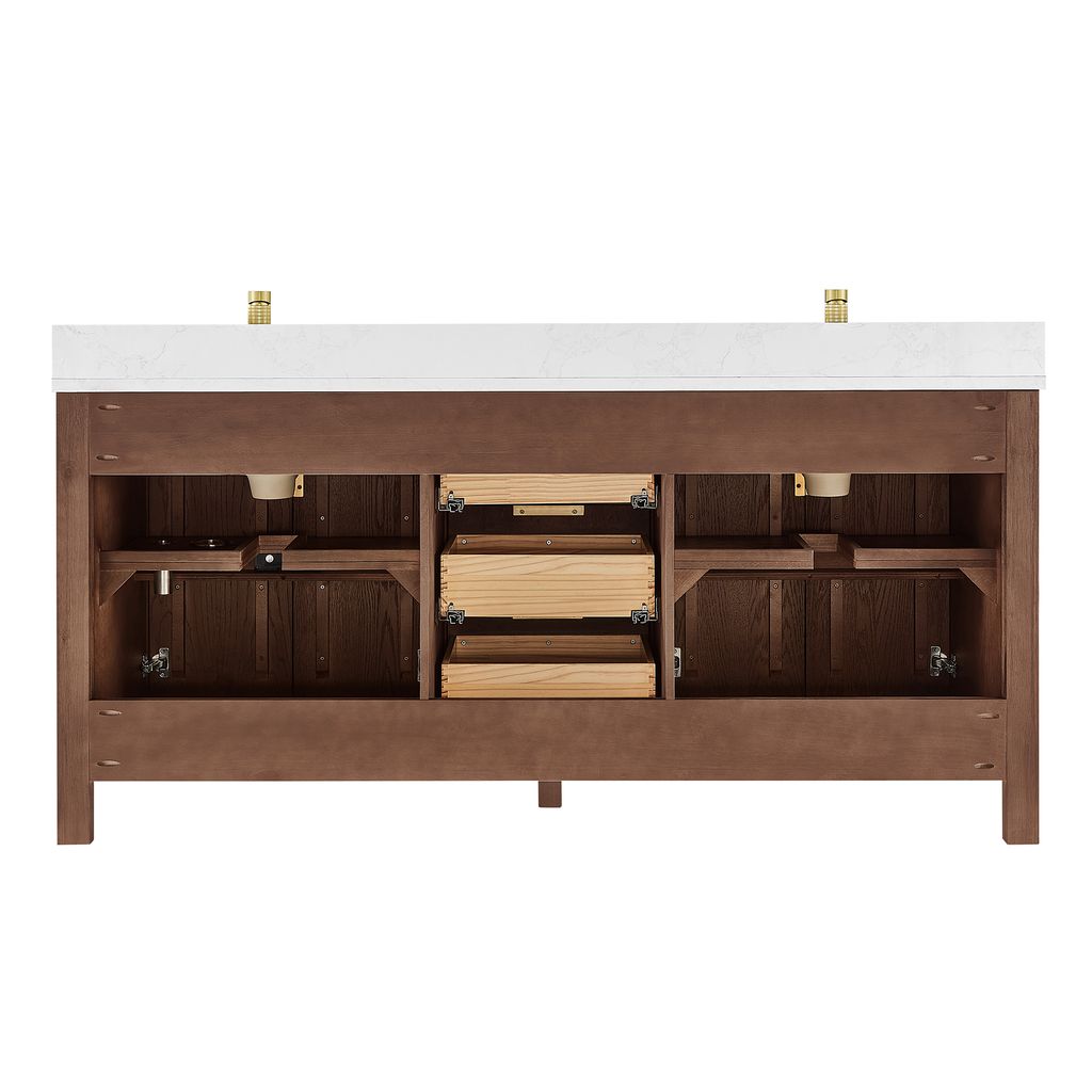 Shenzhen 72" Double Sink Bath Vanity in Aged Dark Brown Oak