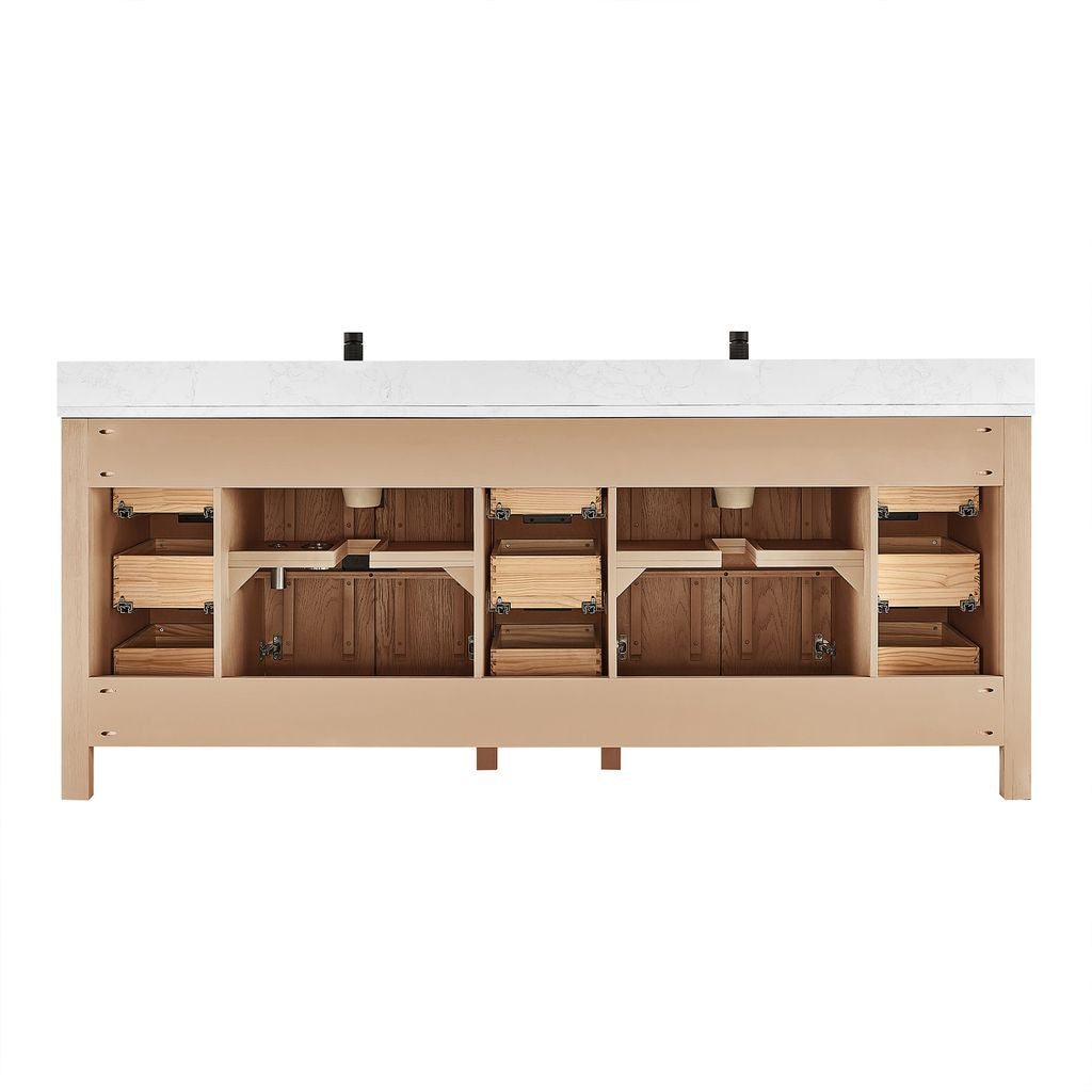 Shenzhen 84" Double Sink Bath Vanity in Aged Natural Oak