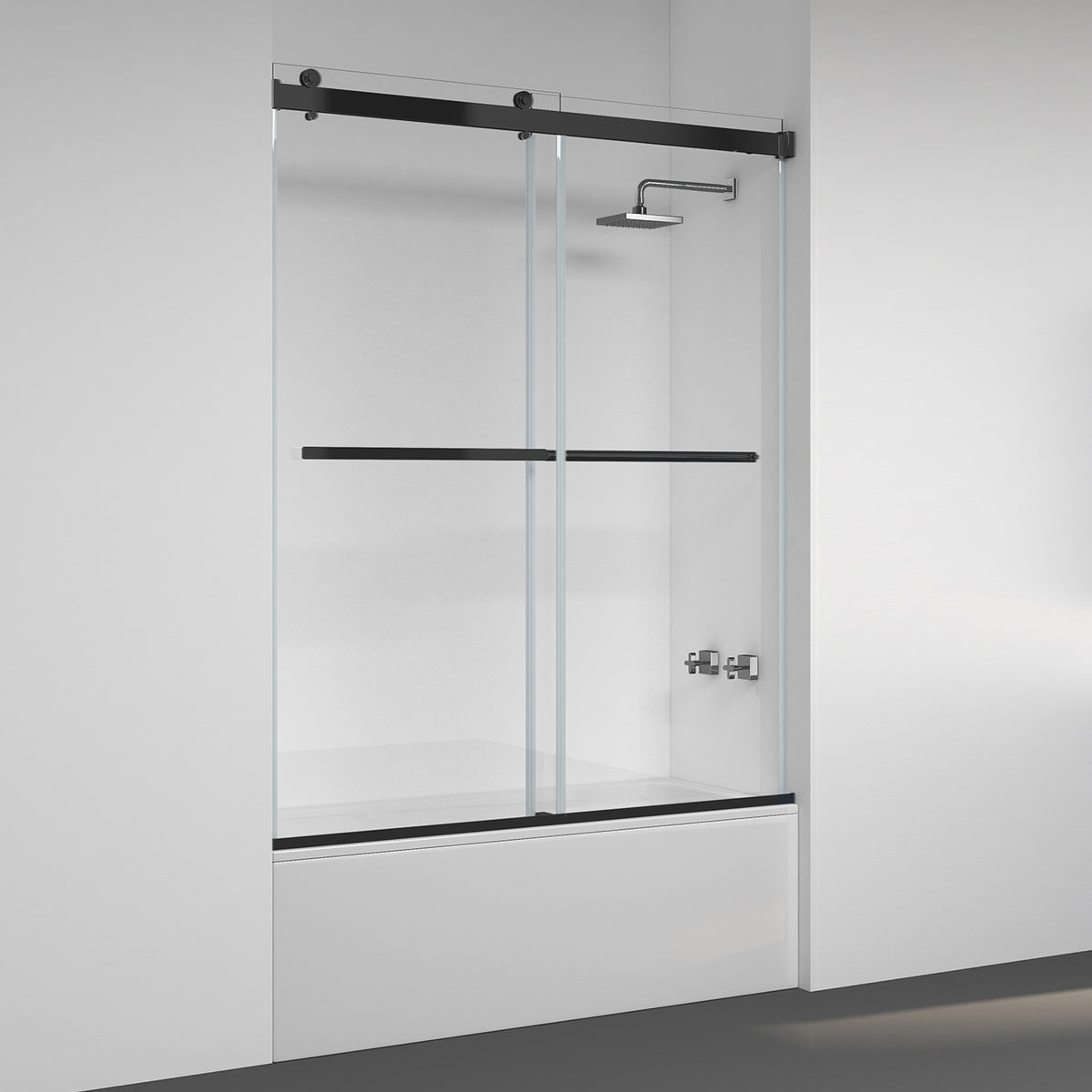 Spezia Double Sliding Frameless Tub Door 60" W x 58" H Vinnova Design