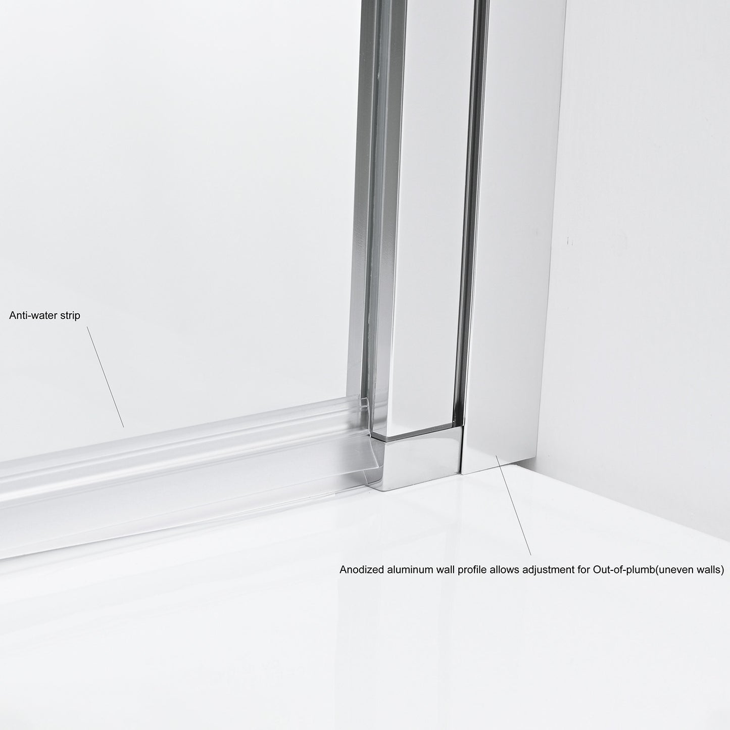 Olivenza Hinged Frameless Tub Door - 31" W x 55" H