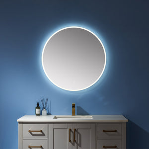 Open image in slideshow, Vinnova Century Modern &amp; Contemporary Frameless Lighted Round Bathroom Mirror
