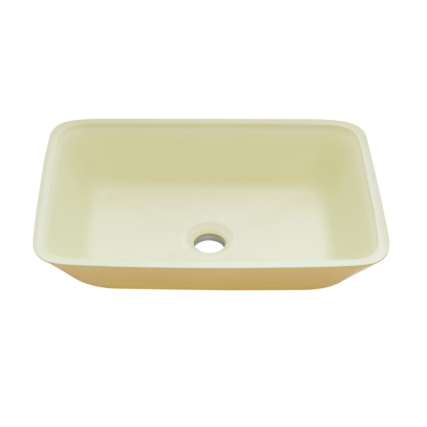 Tudela Glass Rectangular Vessel Bathroom Sink without Faucet, Matte White