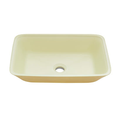 Tudela Glass Rectangular Vessel Bathroom Sink without Faucet, Matte White