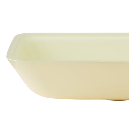 Tudela Glass Rectangular Vessel Bathroom Sink without Faucet, Matte White