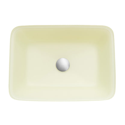Tudela Glass Rectangular Vessel Bathroom Sink without Faucet, Matte White