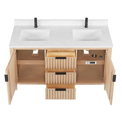 Shenzhen 60M" Double Sink Bath Vanity in Aged Natural Oak