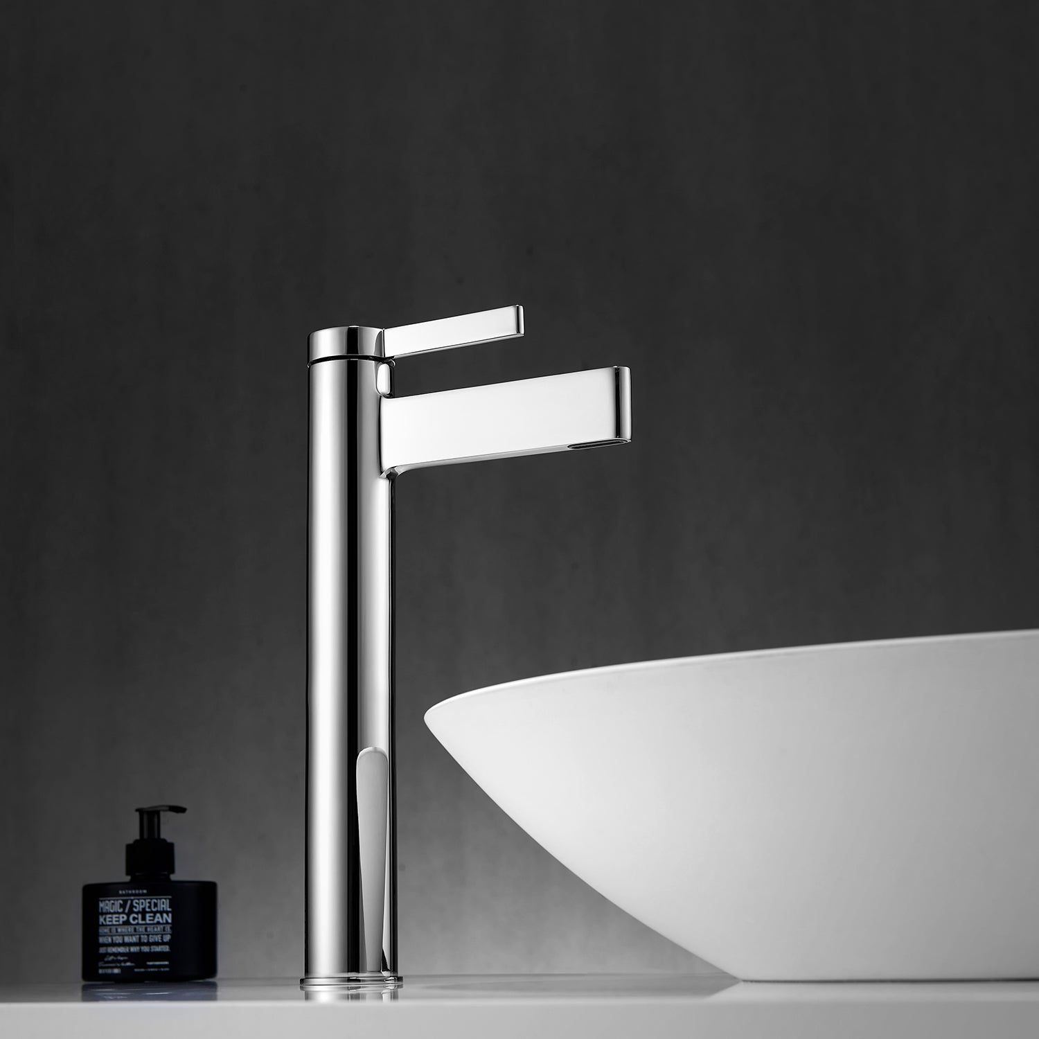Oviedo Single High-Handle Hole Lever Vessel Polished Chrome Bathroom Faucet