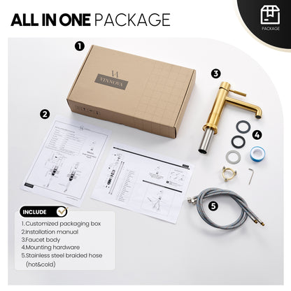 Mexico Single Handle Brushed Gold Bathroom Faucet