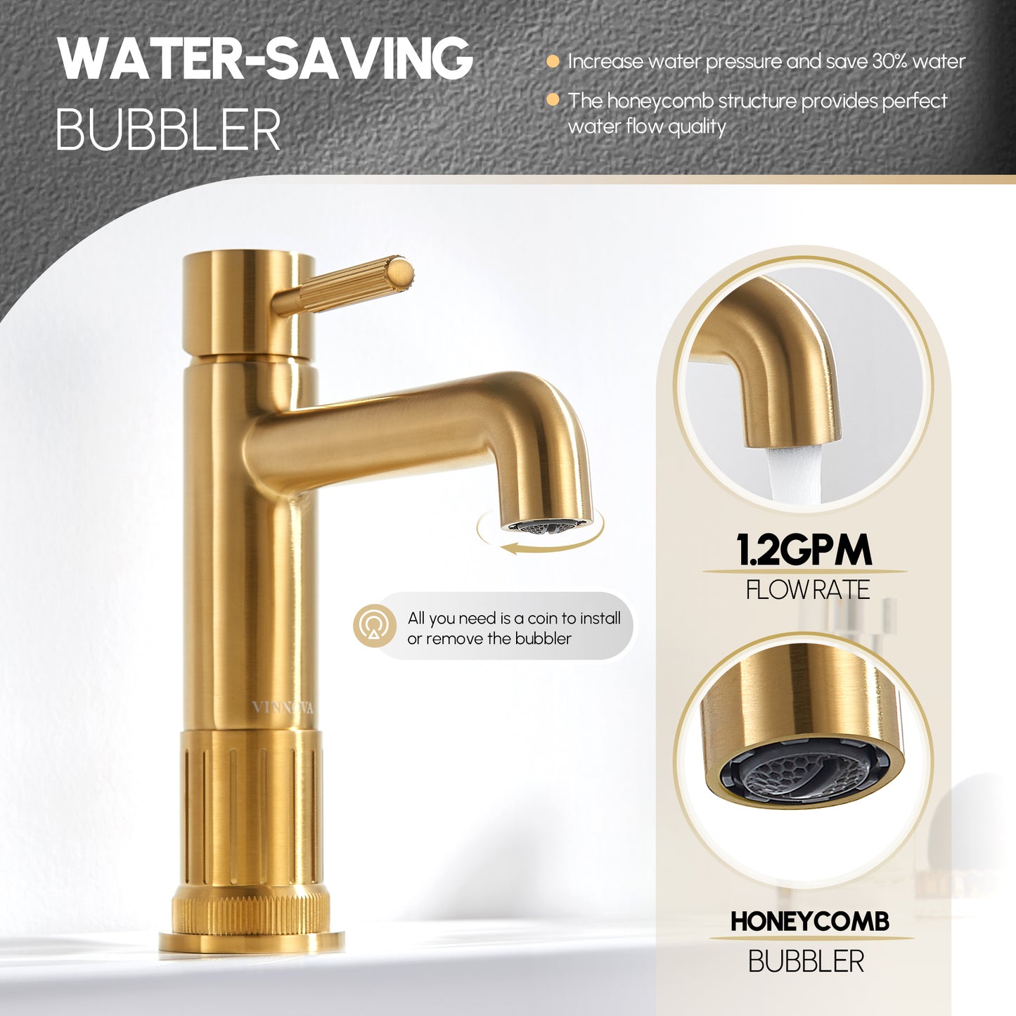 Mexico Single Handle Brushed Gold Bathroom Faucet