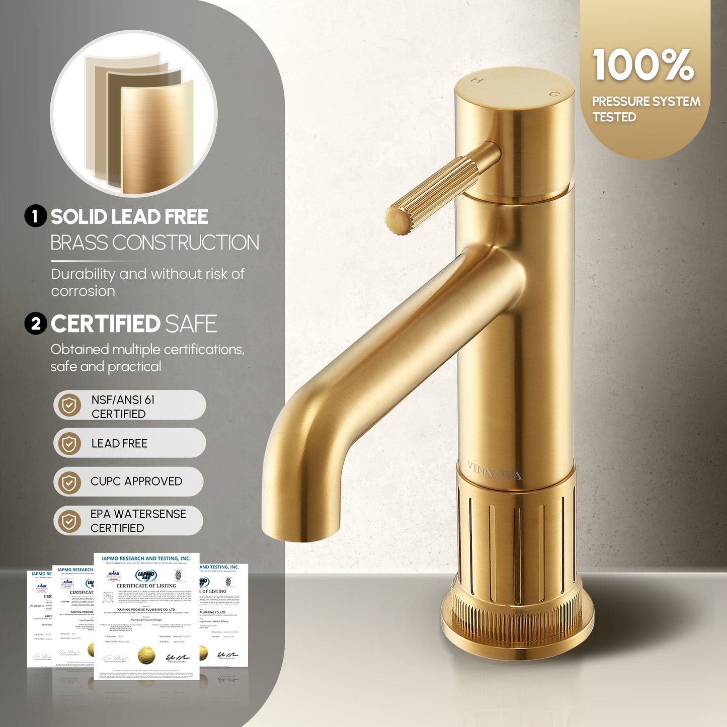 Mexico Single Handle Brushed Gold Bathroom Faucet