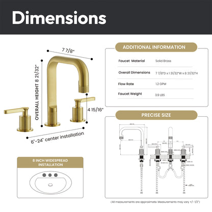 Vinnova New York Widespread Brushed Gold Faucet