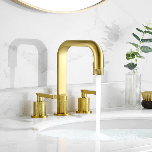 Vinnova New York Widespread Brushed Gold Faucet