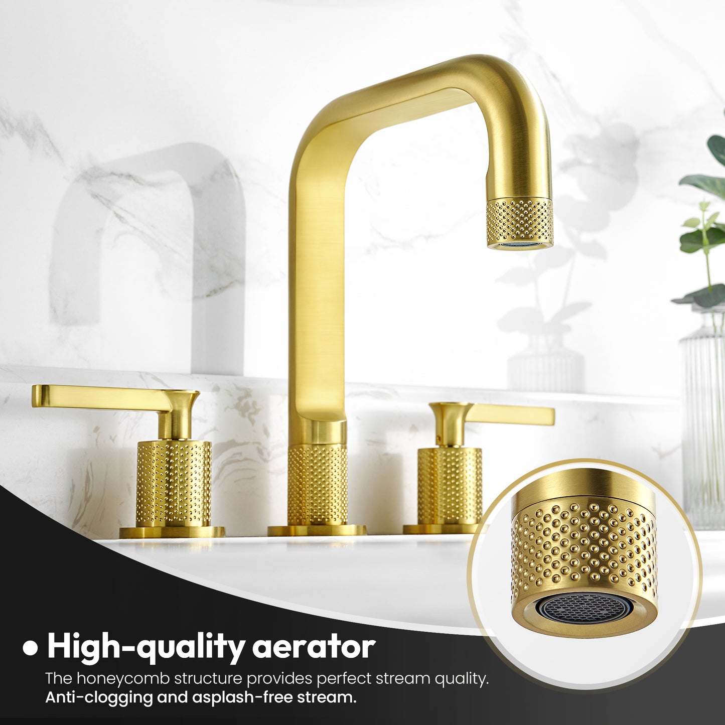 Vinnova New York Widespread Brushed Gold Faucet