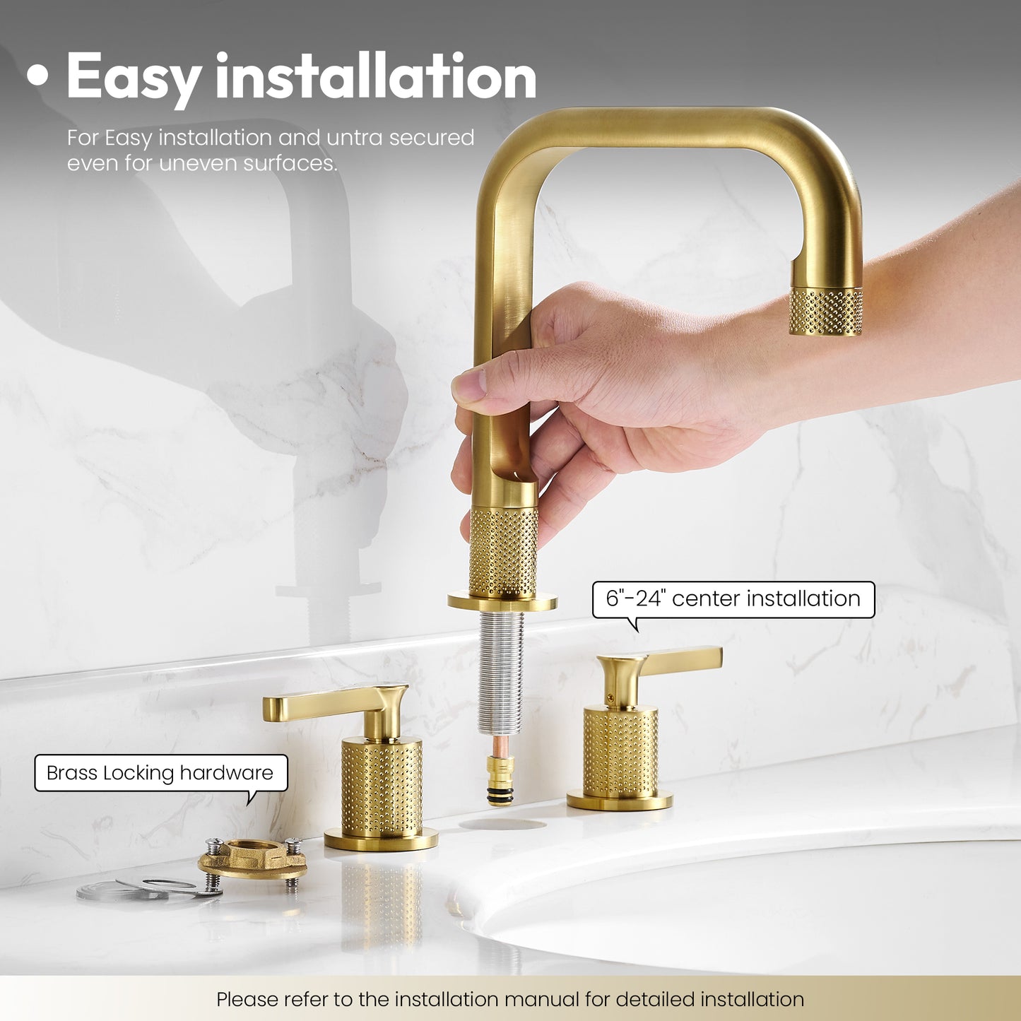 Vinnova New York Widespread Brushed Gold Faucet