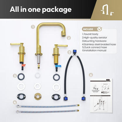 Vinnova New York Widespread Brushed Gold Faucet