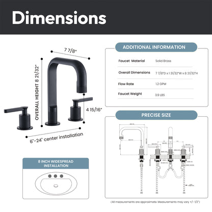 Vinnova New York Widespread Matte Black Faucet